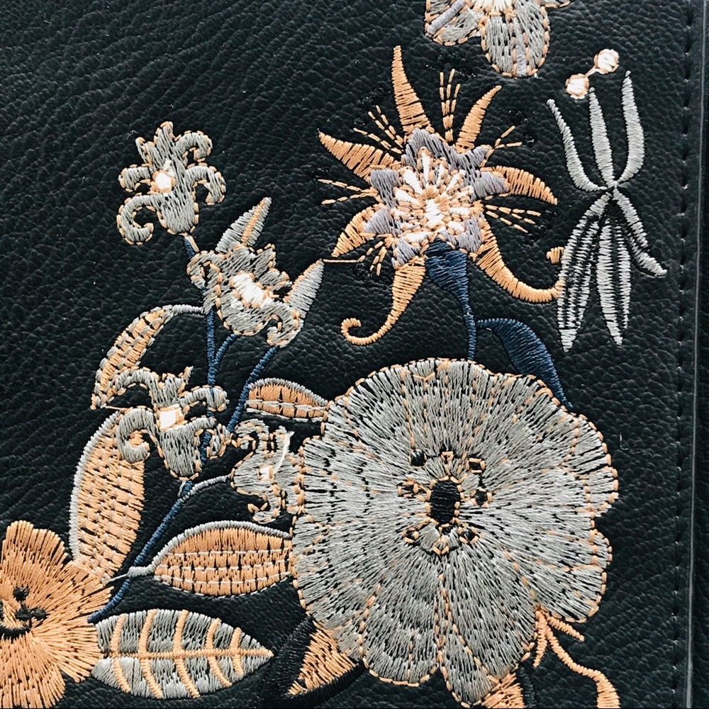 Black Floral Embroidered Over the Shoulder Bag - Picture 2 of 10